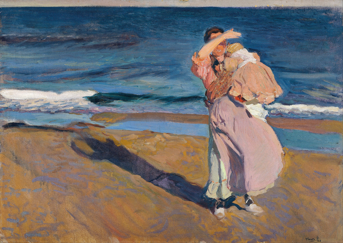 Peinture à l'huile de paysage - Homme à dos d'âne, femme, chien et champ rural