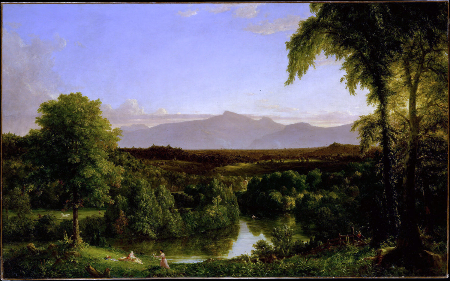 Landscape Oil Painting - Catskill Valley River & Early Autumn