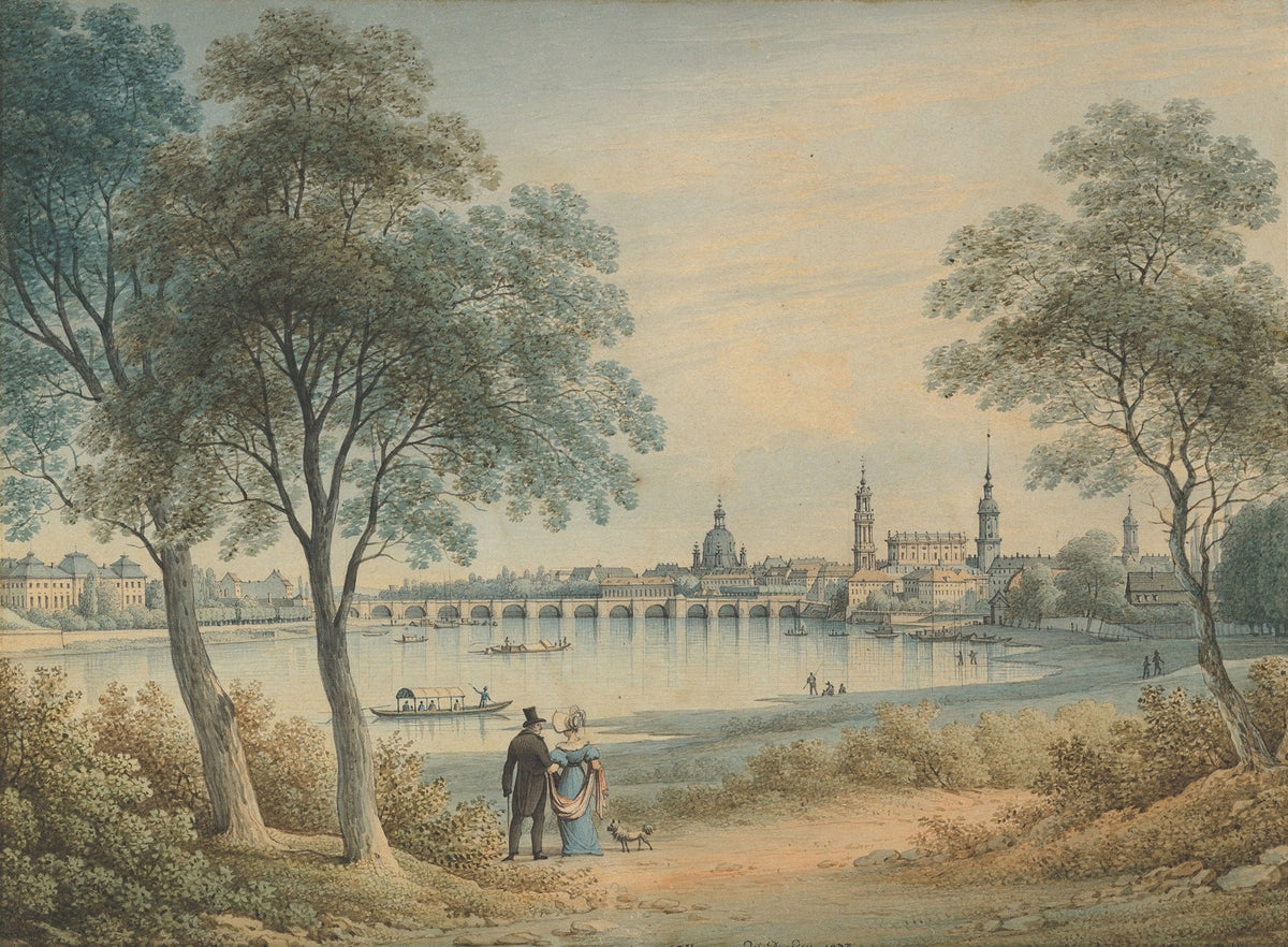 Landscape oil painting on canvas depicting a riverside cityscape with a stone arched bridge, textured brushwork highlighting . - Architecture, Canvas, Hand Painted, Landscape, Made To Order, Oil Painting, River