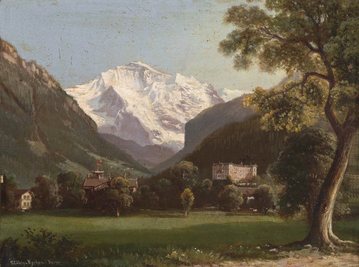 Landscape Oil Painting - Alpine Mountain Landscape Oil Painting
