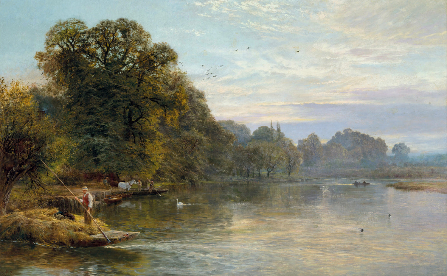 Peinture à l'huile de paysage - Gouffre rocheux spectaculaire avec personnages