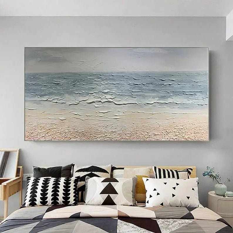 Abstract Oil Painting - Textured Coastal Beach Wall Art - Oil Painting Haven