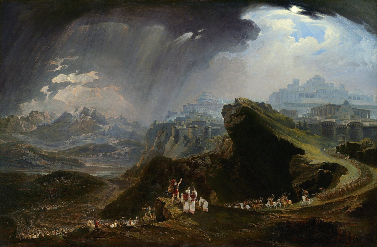 Landscape oil painting of an ancient city on a mountain under a stormy sky, hand painted with textured brushwork, oil on. - Add Frame, Canvas, Hand Painted, Landscape, Made To Order, Mountain, Oil Painting