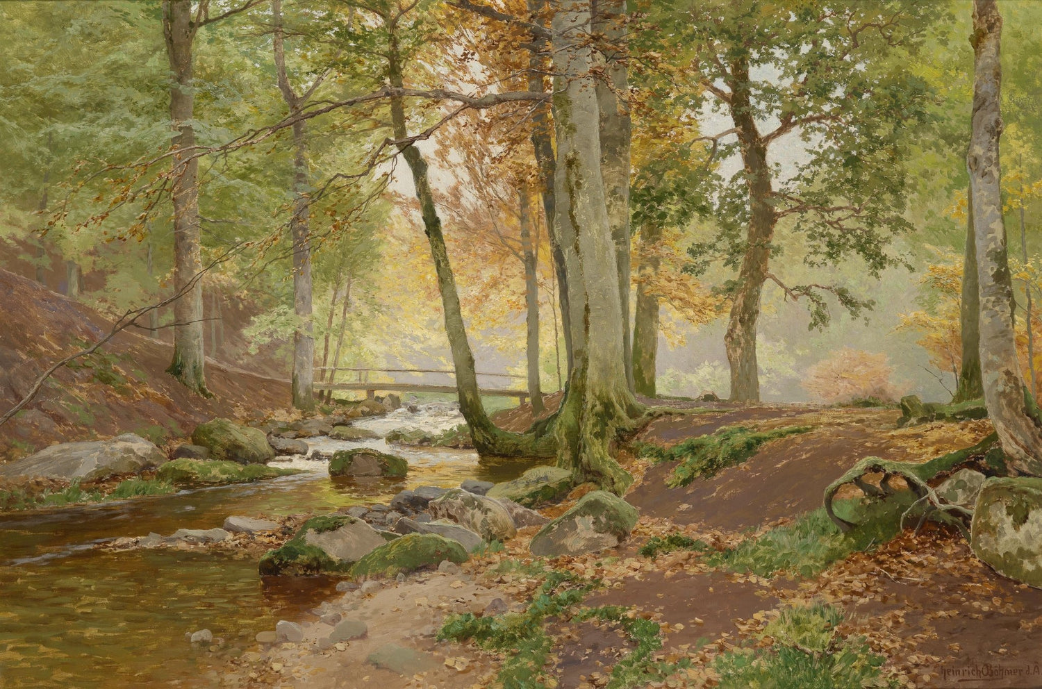 Autumn Forest Stream | Hand - Painted Landscape Oil Painting - Oil Painting Haven