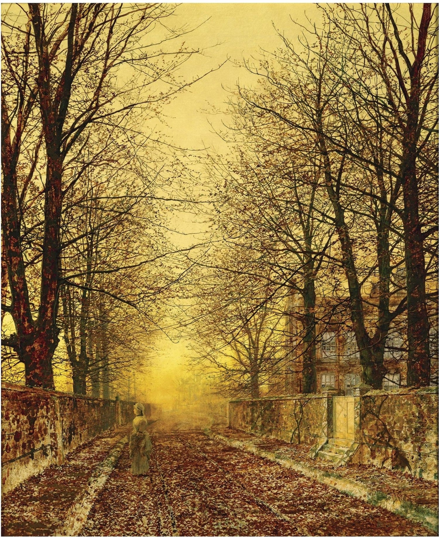 Landscape oil painting of a tree-lined country road at sunset, textured brushwork highlights autumn leaves and warm golden. - Add Frame, Canvas, Country, Forest, Hand Painted, Landscape, Made To Order, Oil Painting, Road, Sunset