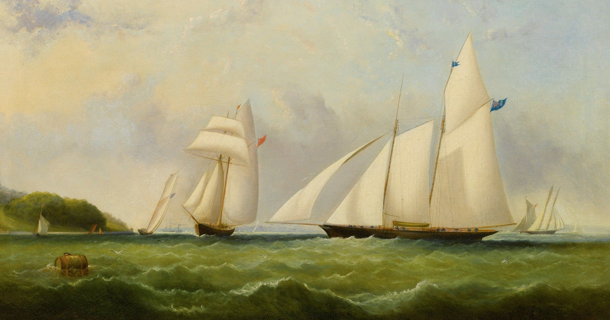 Hand-painted classic regatta sailing scene nautical oil painting on canvas