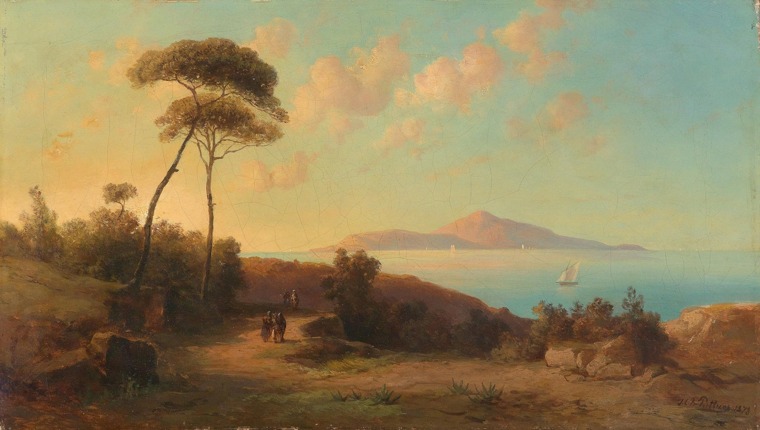 Coastal Path at Sunset – Hand - Painted Landscape Oil Painting - Oil Painting Haven