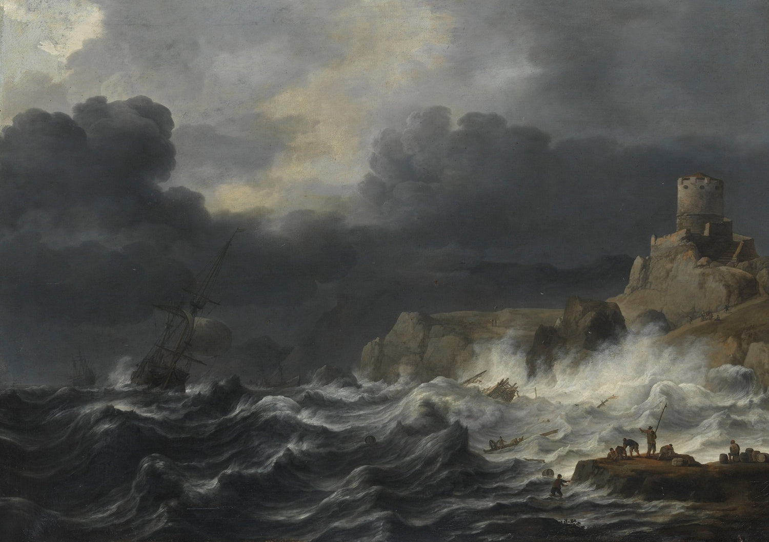 Dramatic Seascape Oil Painting, Hand - Painted Stormy Coast Scene - Oil Painting Haven