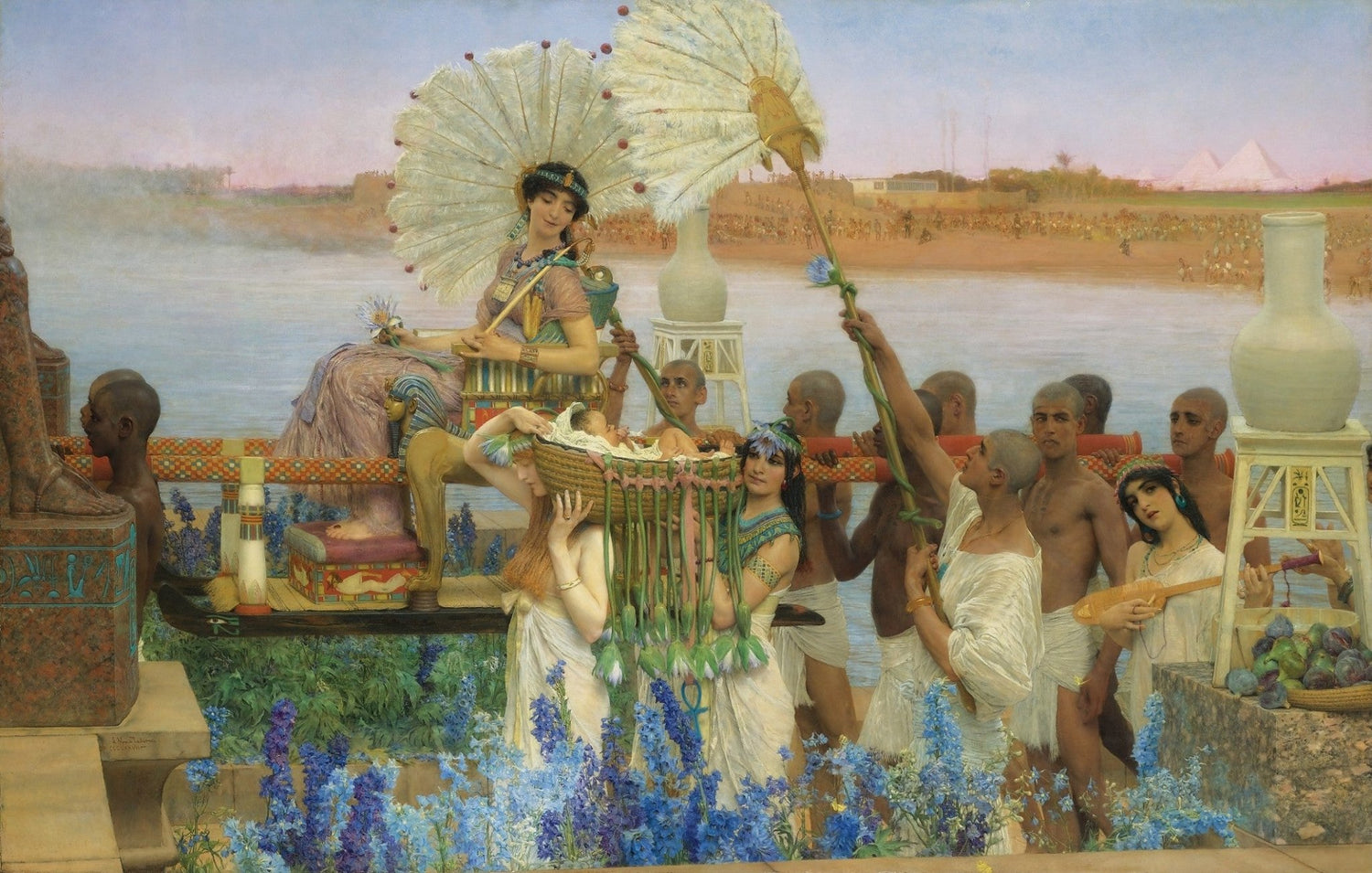 Egyptian Queen Procession on the Nile - People Oil Painting - Oil Painting Haven