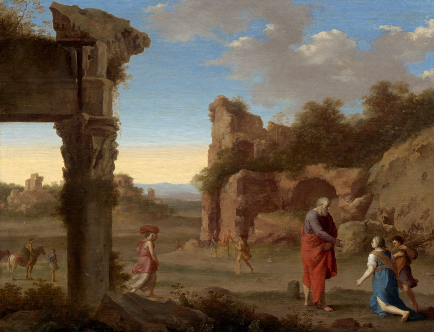 Figures Among Ancient Ruins Landscape Scene - People Oil Painting - Oil Painting Haven