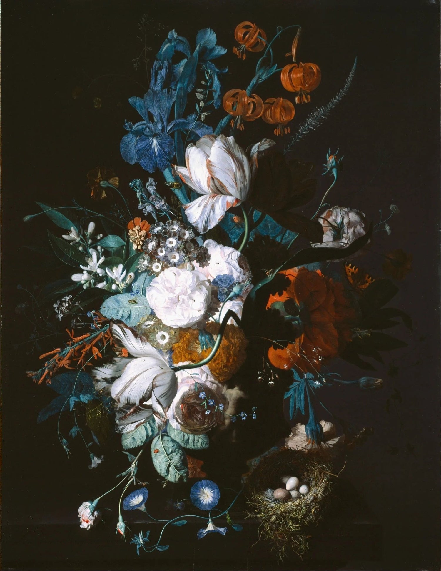 Floral Oil Painting - Bouquet with Bird's Nest - Oil Painting Haven
