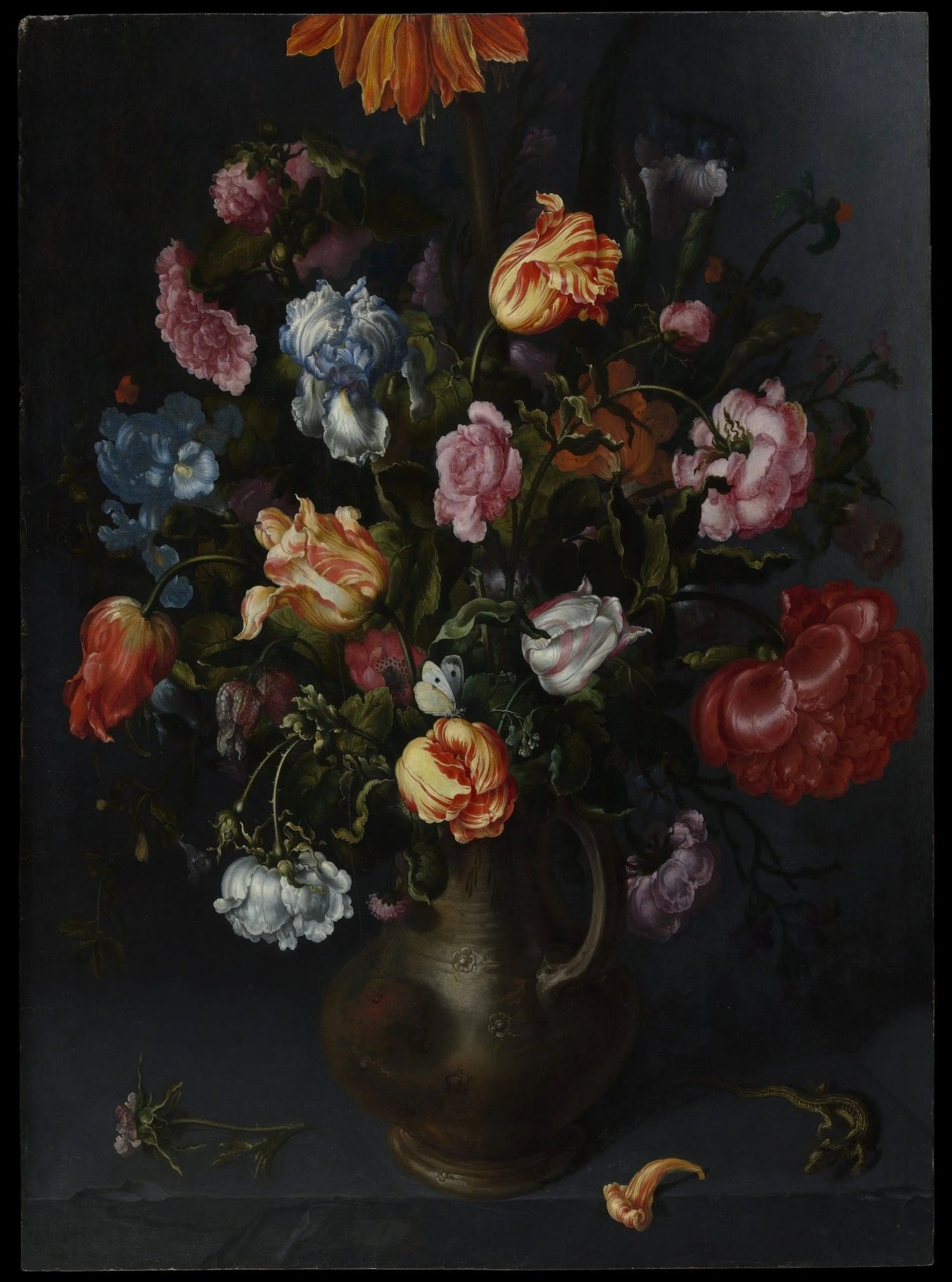 Floral Oil Painting - Colorful Bouquet in Metal Pitcher - Oil Painting Haven