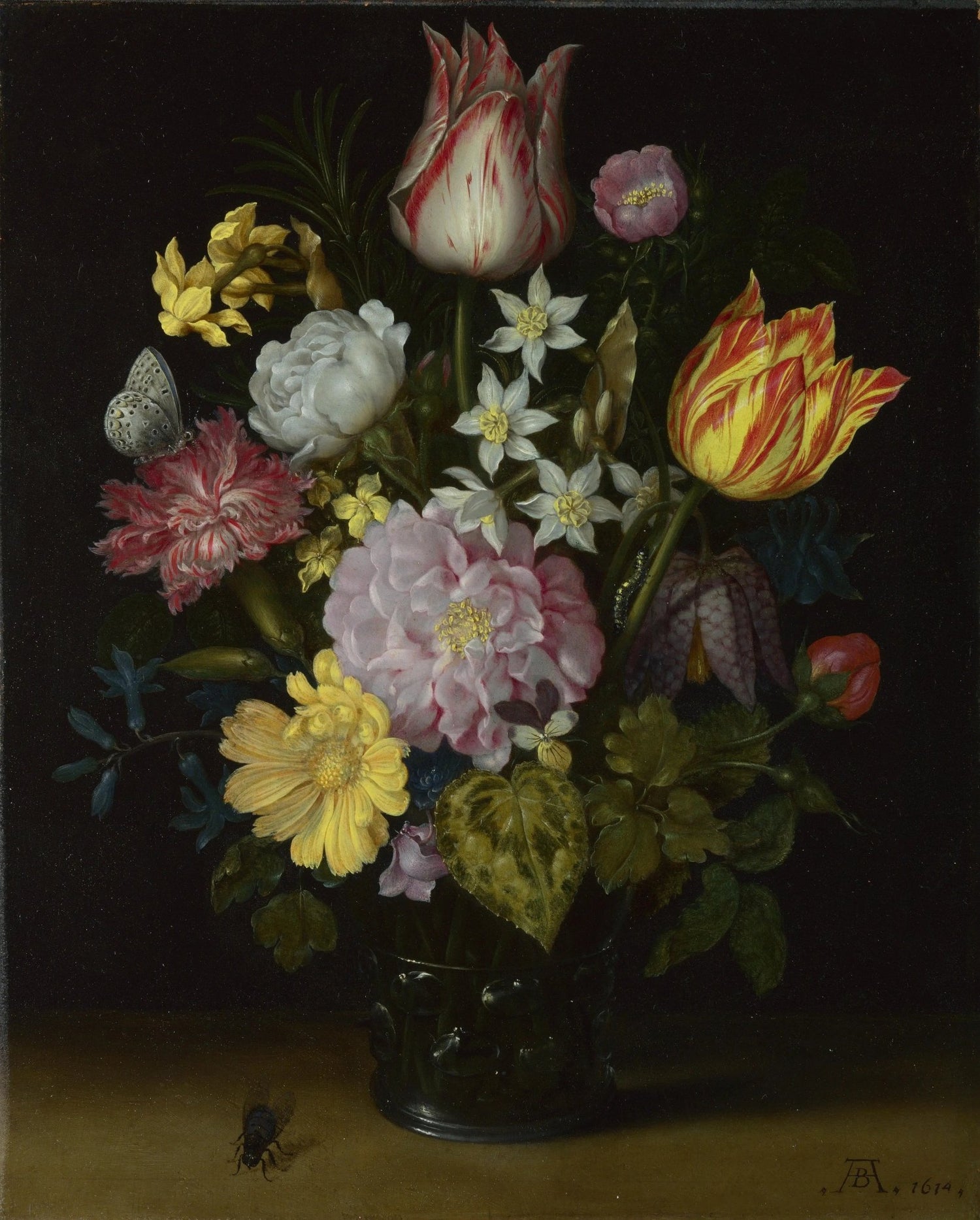 Floral Oil Painting - Colorful Flowers in Glass Vase - Oil Painting Haven