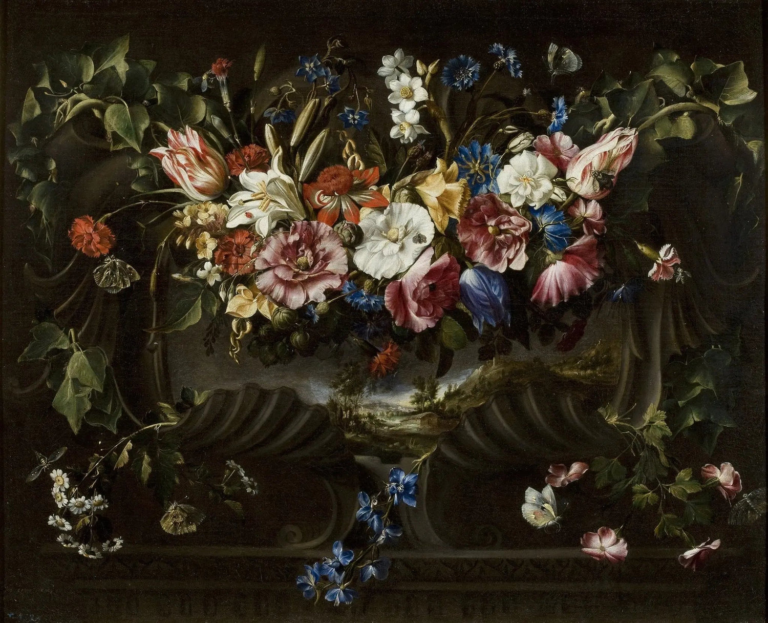 Floral Oil Painting - Elaborate Bouquet with Butterflies - Oil Painting Haven
