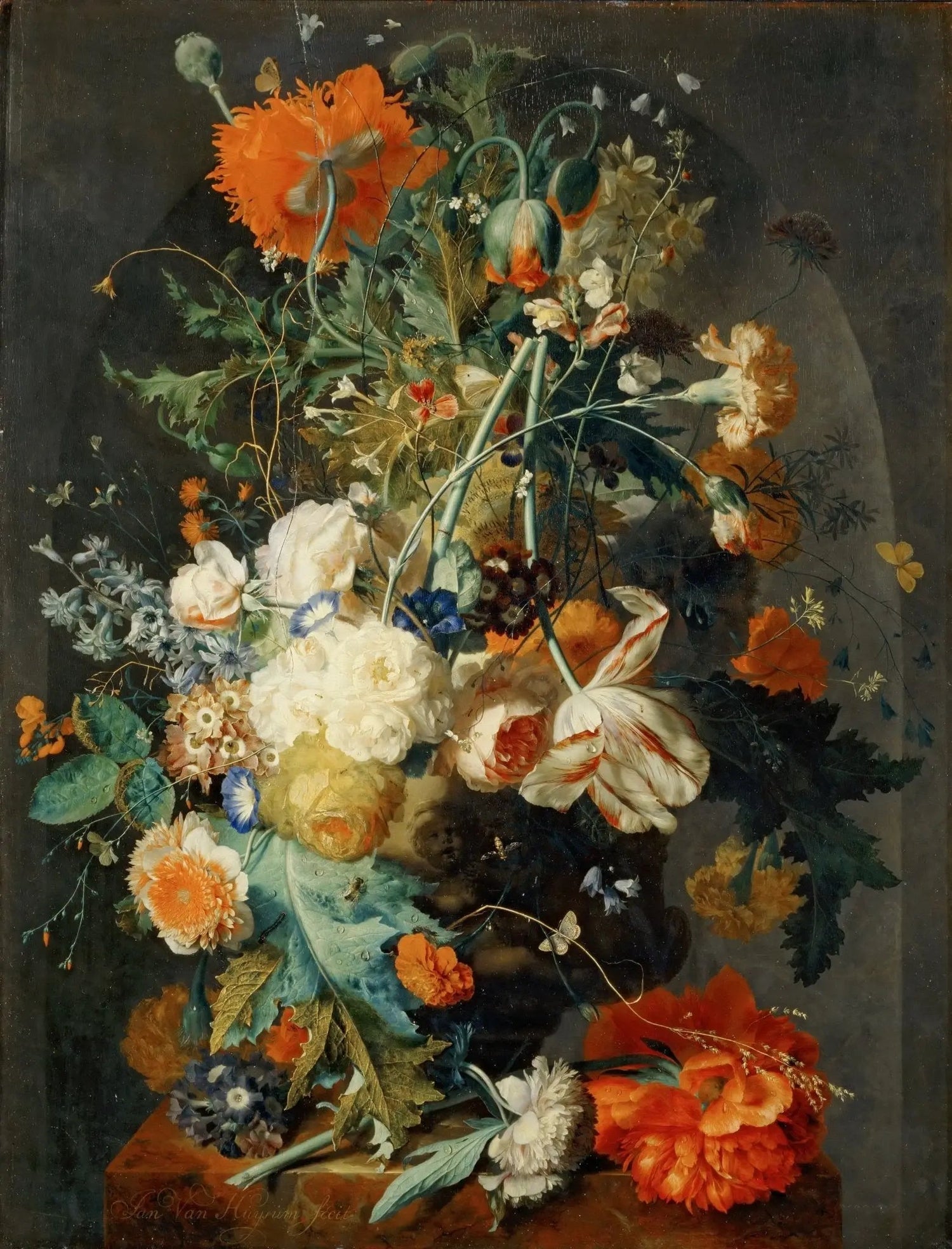 Floral Oil Painting - Elaborate Bouquet with Butterflies Wall Art - Oil Painting Haven