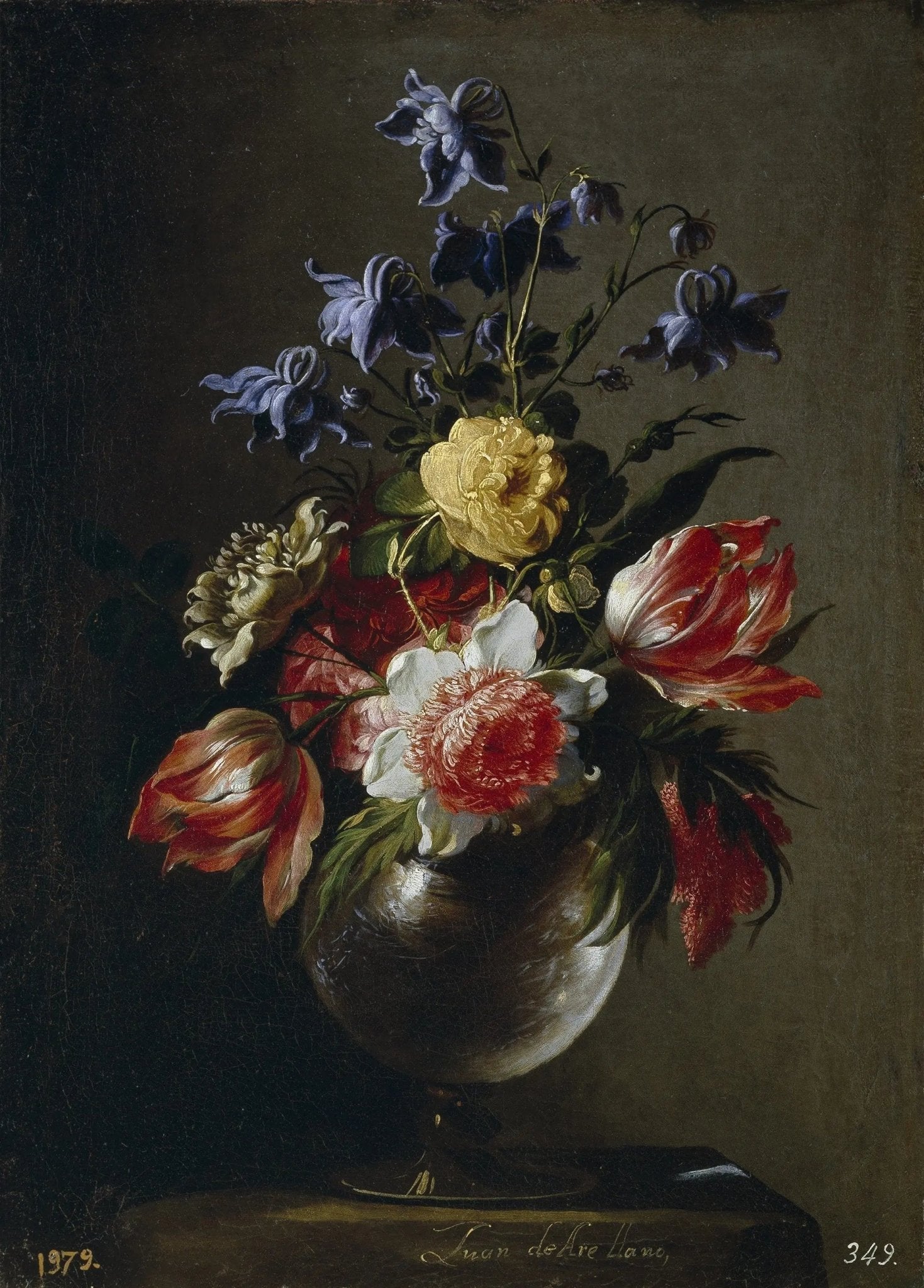 Floral Oil Painting - Mixed Bouquet in Silver Vase - Oil Painting Haven