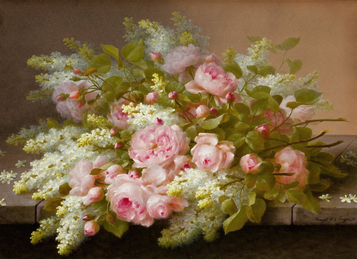 Floral Oil Painting - Pink Rose Bouquet Hand - Painted Canvas - Oil Painting Haven