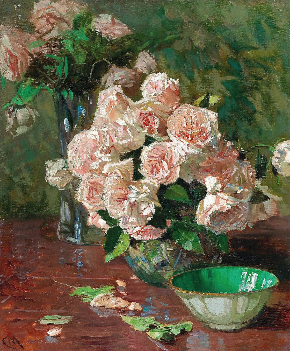 Floral Oil Painting - Pink Rose Bouquet Hand - Painted Canvas - Oil Painting Haven
