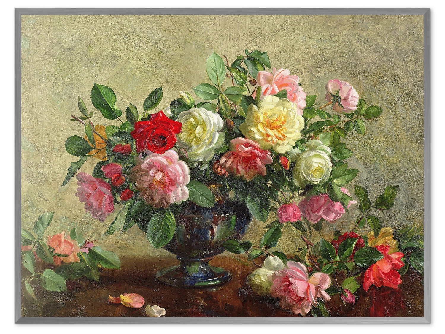 Blumen-Ölgemälde | Zartfarbiger Blumenstrauß