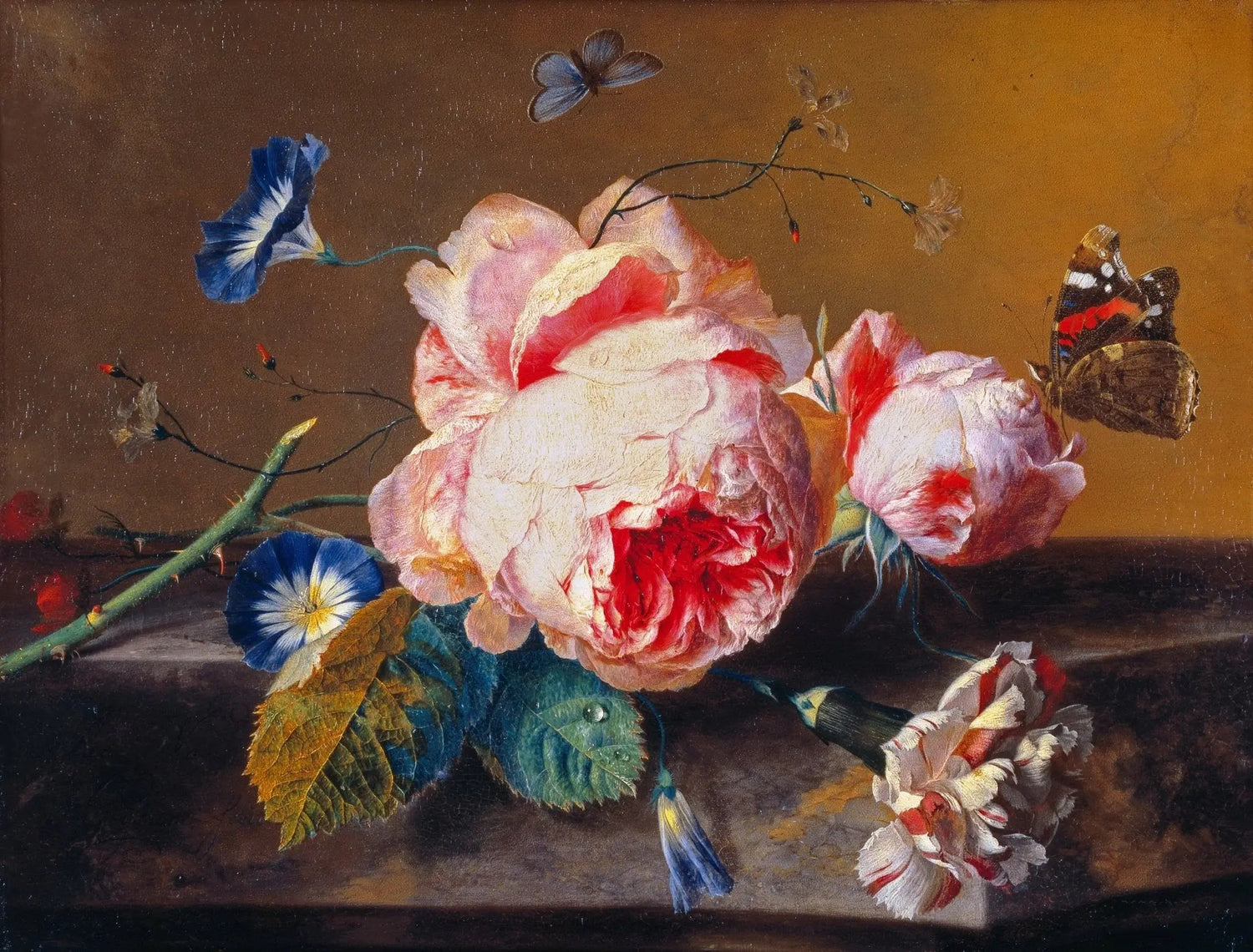 Floral Oil Painting - Roses with Butterflies and Blooms - Oil Painting Haven