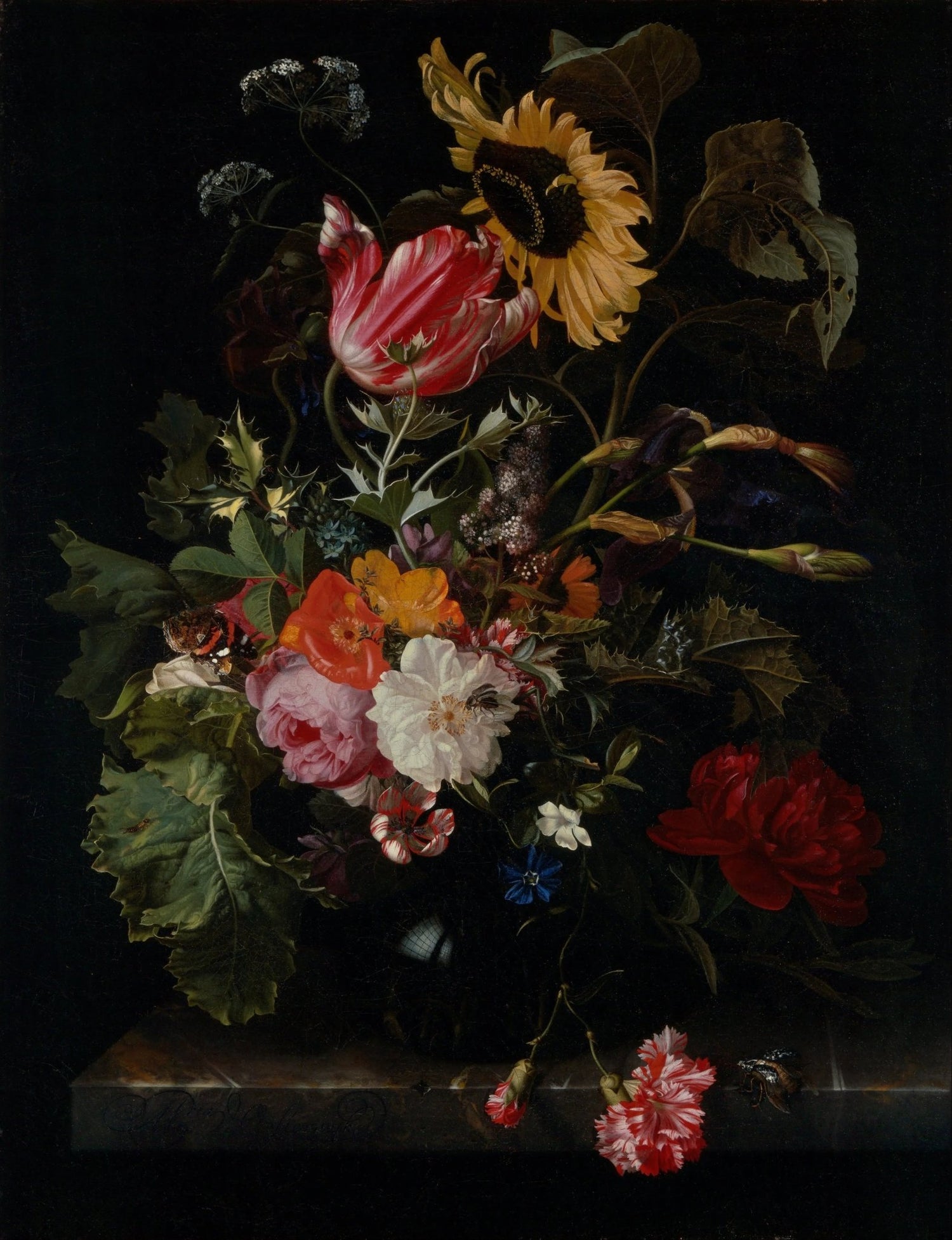 Floral Oil Painting - Sunflower and Diverse Blooms - Oil Painting Haven