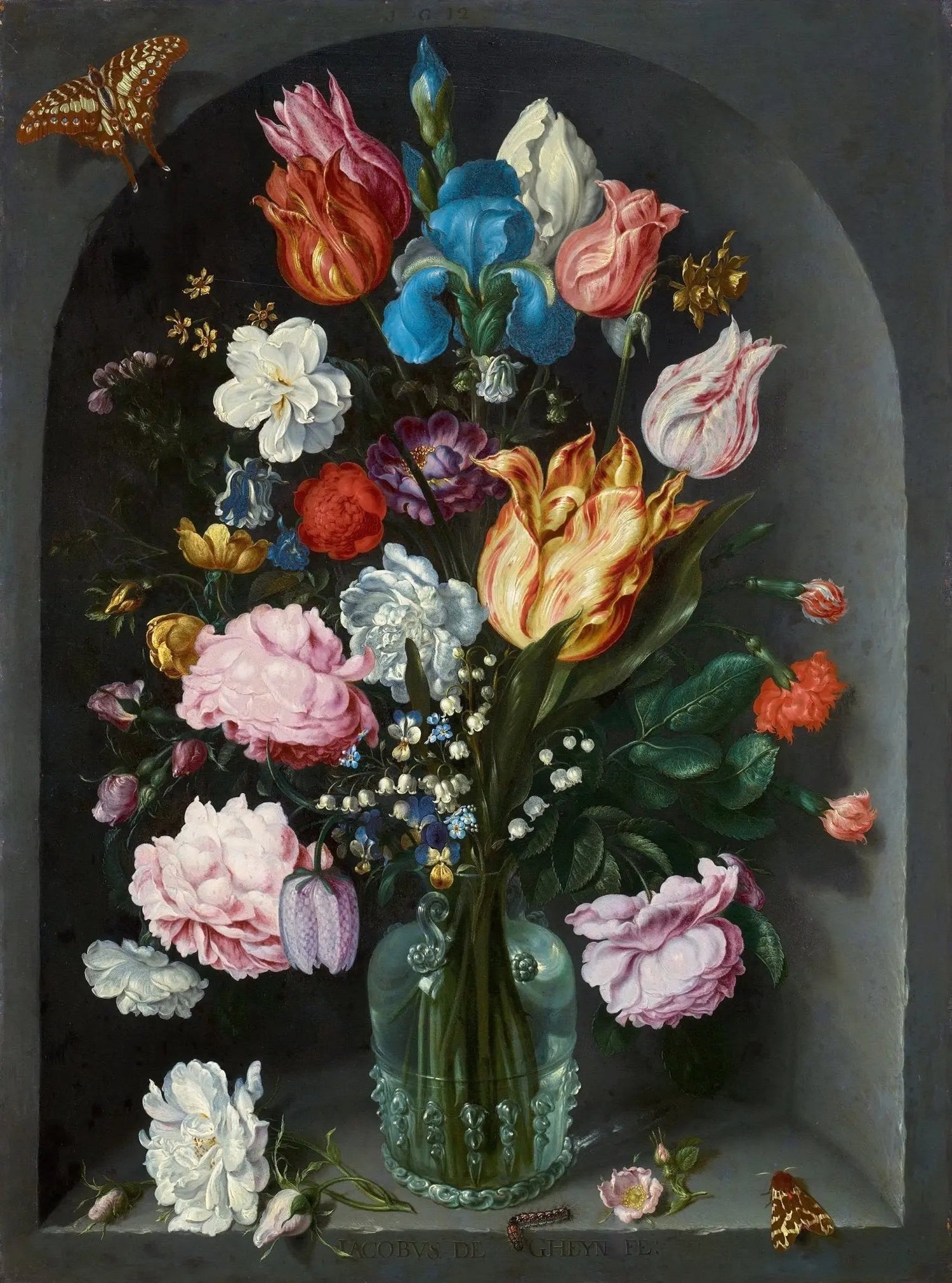 Floral Oil Painting - Vibrant Bouquet with Butterfly - Oil Painting Haven