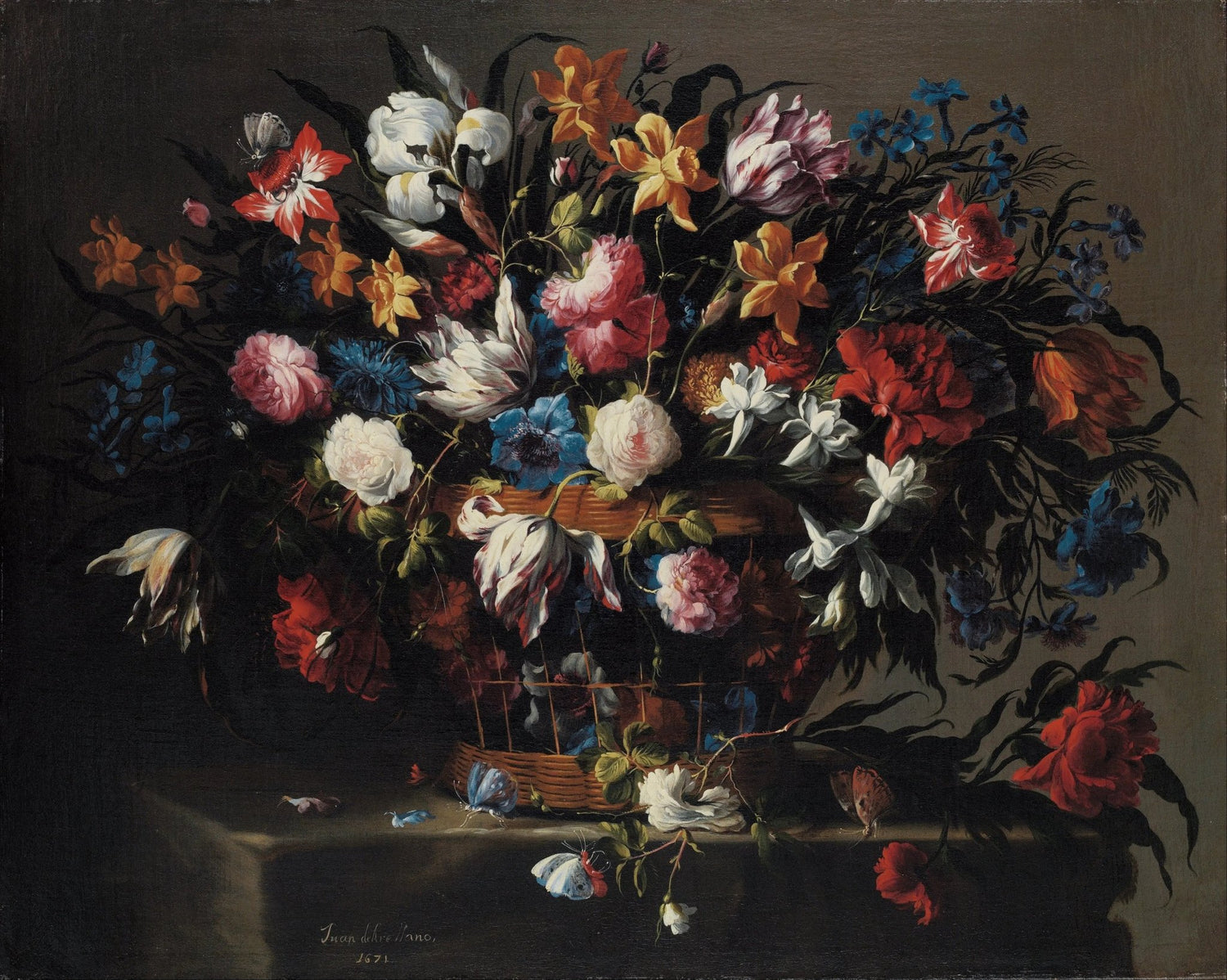 Floral Oil Painting - Vibrant Flowers in Basket - Oil Painting Haven