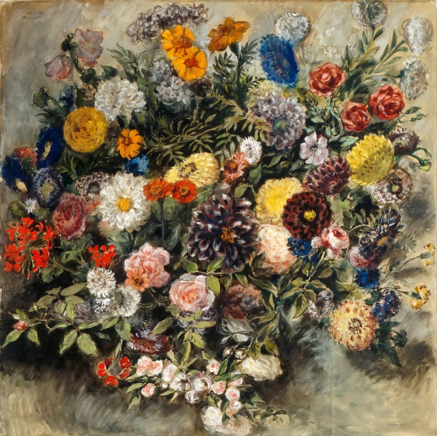 Floral Oil Painting - Vibrant Mixed Flower Bouquet - Oil Painting Haven