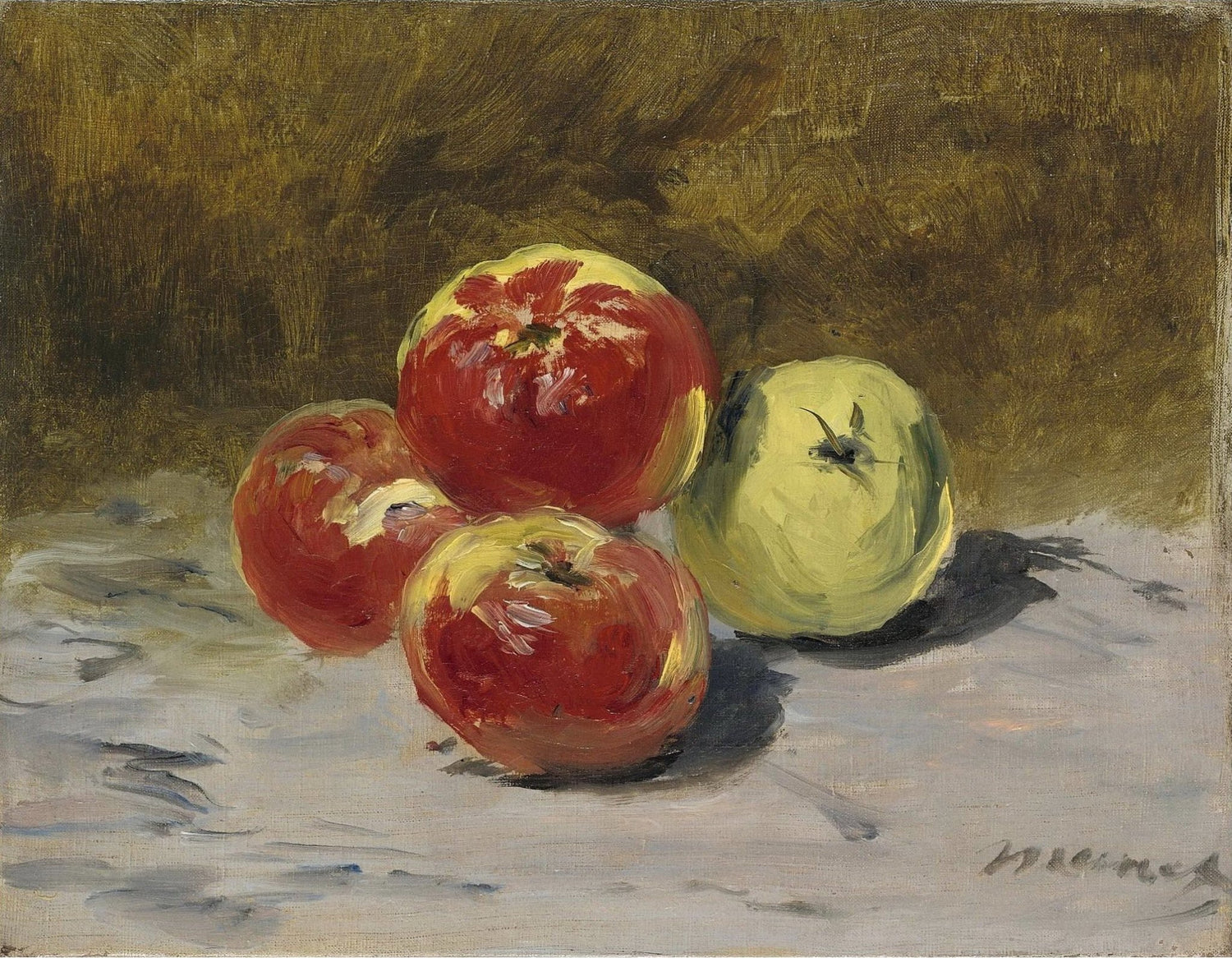 Four Apples on Table by Édouard Manet - Still Life Oil Painting - Oil Painting Haven