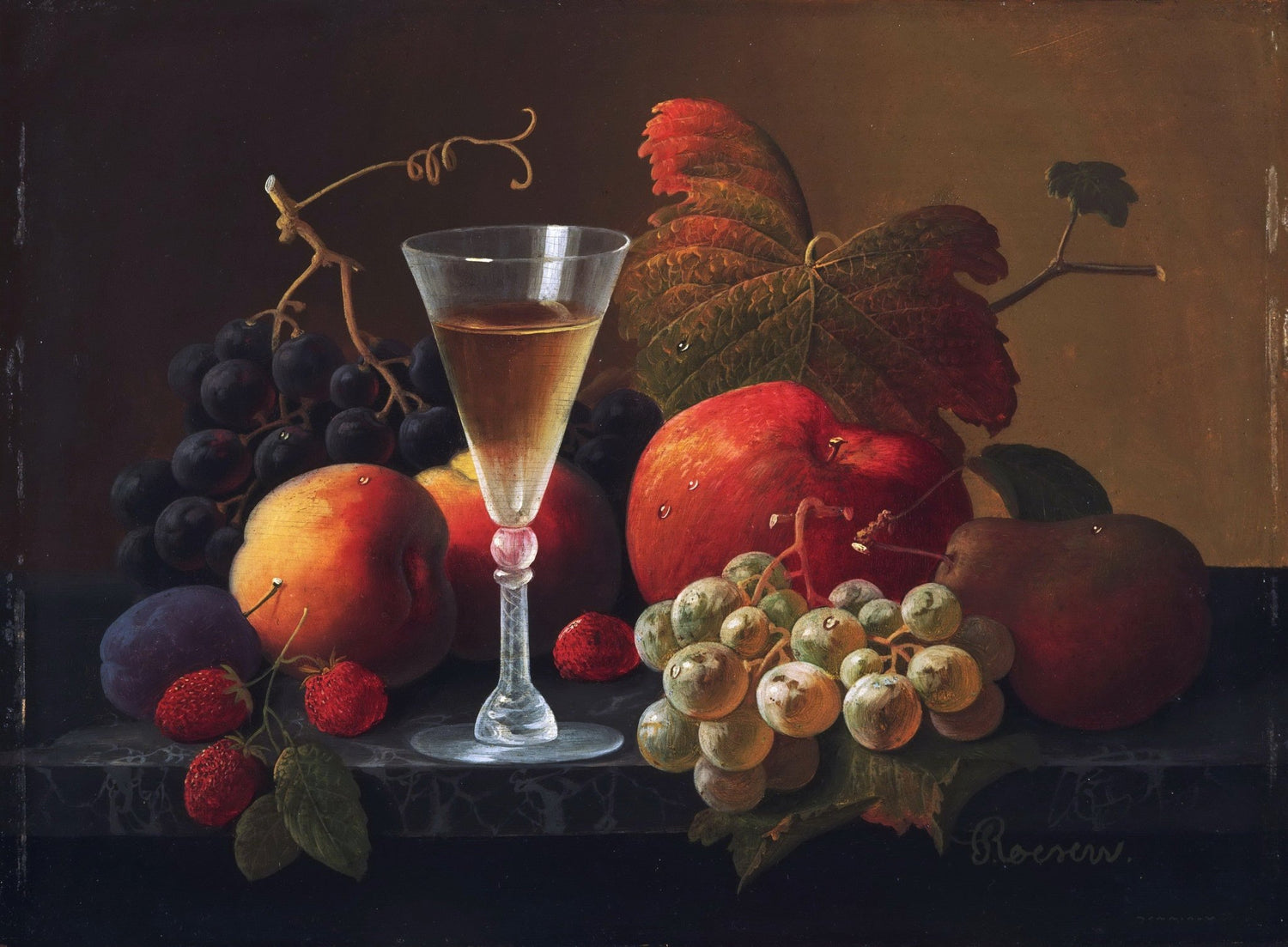 Fruit and Wine Glass - Still Life Oil Painting - Oil Painting Haven