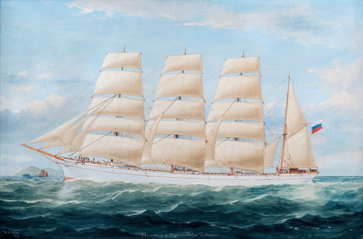 Hand-painted grand tall ship under full sail nautical oil painting on canvas