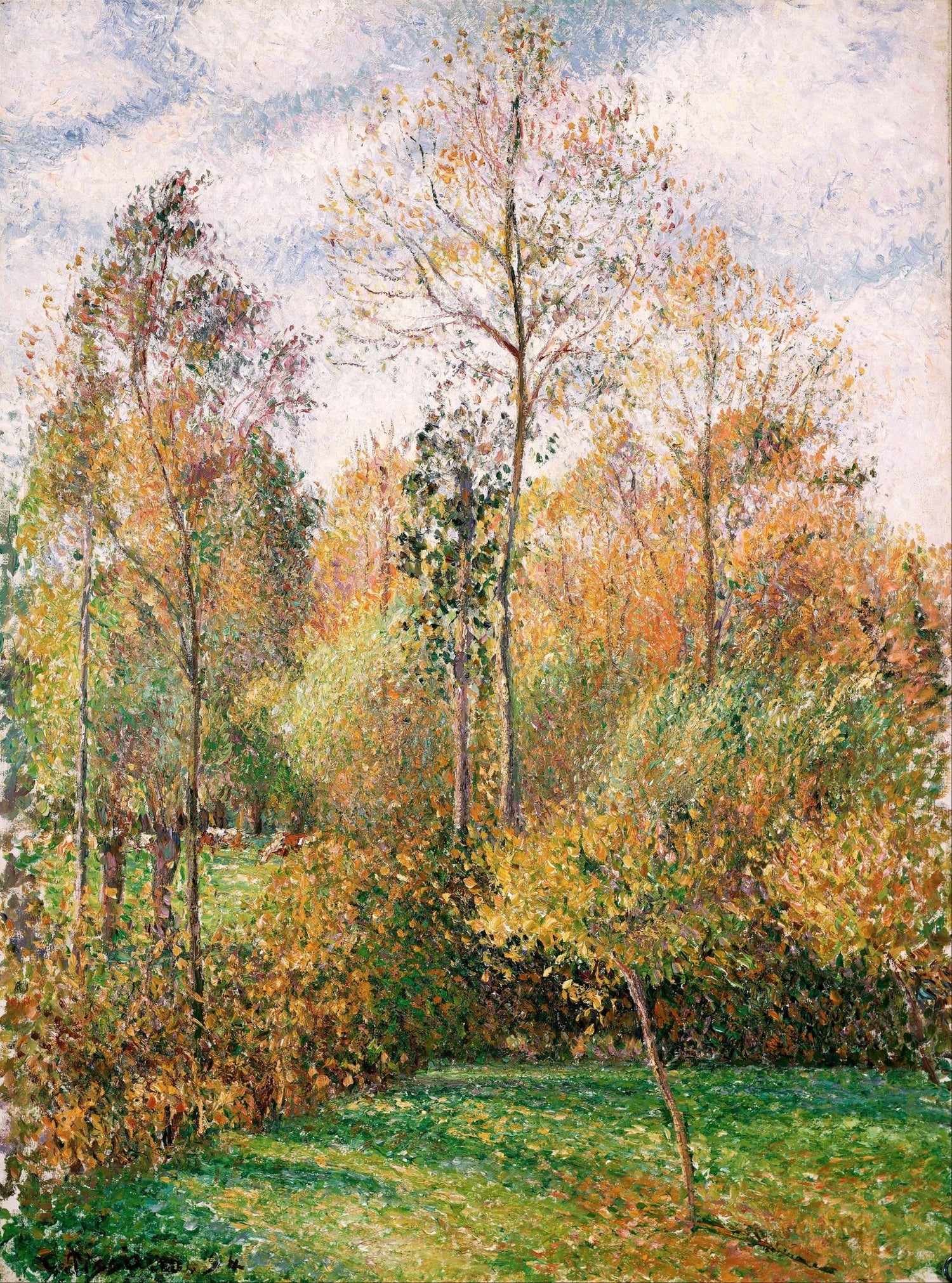 Hand-painted hand-painted autumn woodland view landscape oil painting on canvas