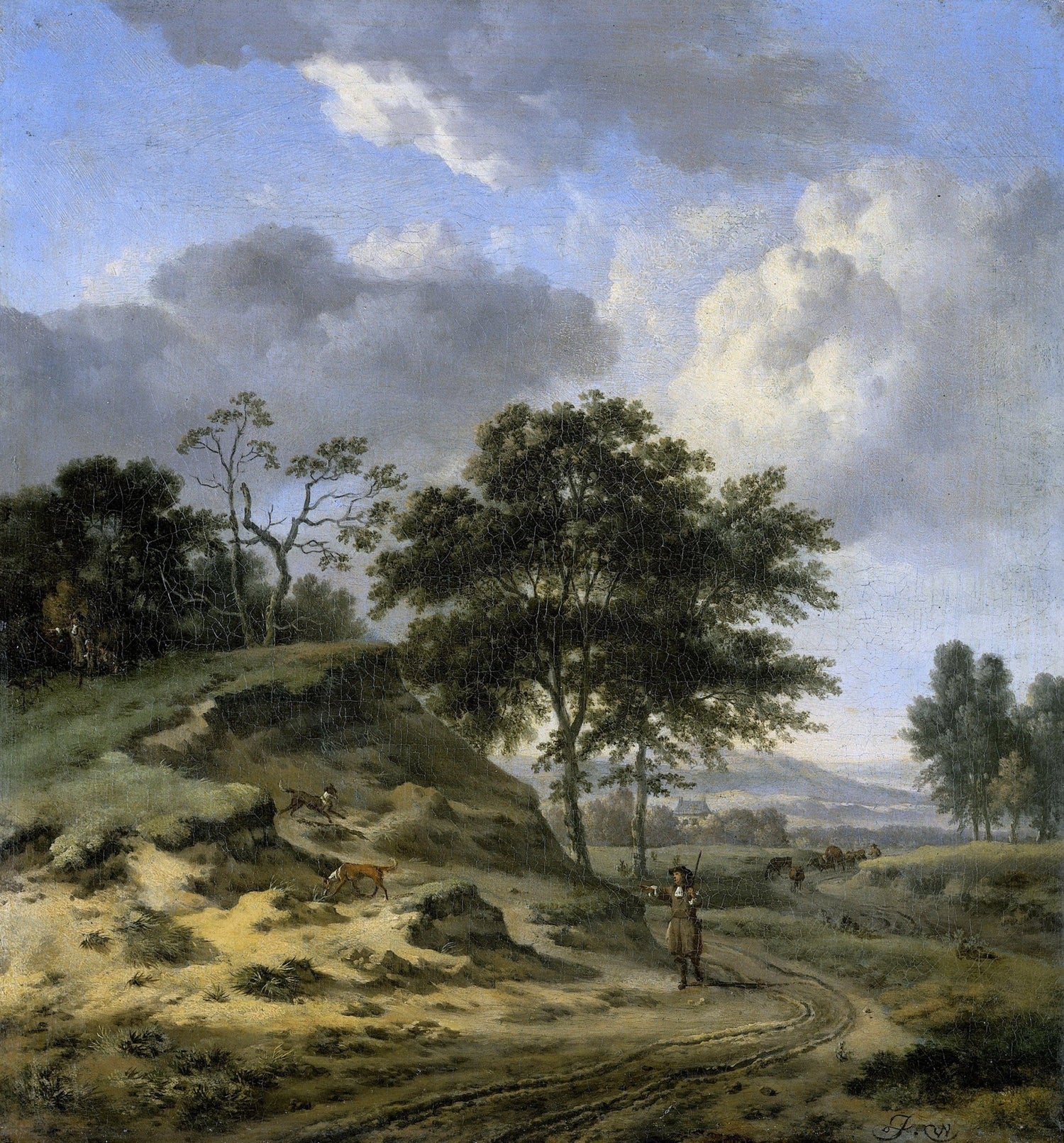 Hand-painted hand-painted hunter's country road view landscape oil painting on canvas