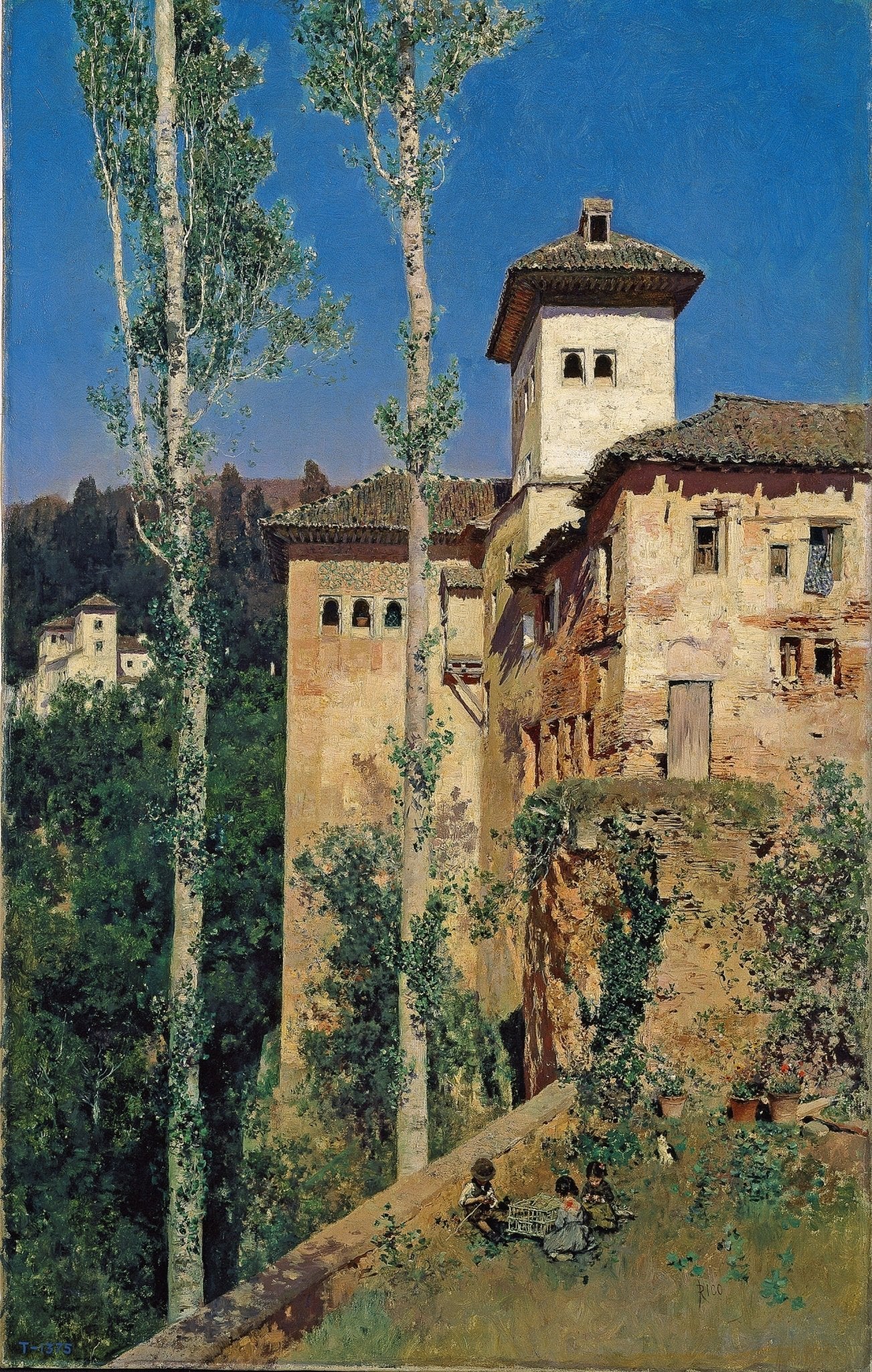 Hand - Painted Spanish Villa Hillside Scene - Landscape Oil Painting - Oil Painting Haven
