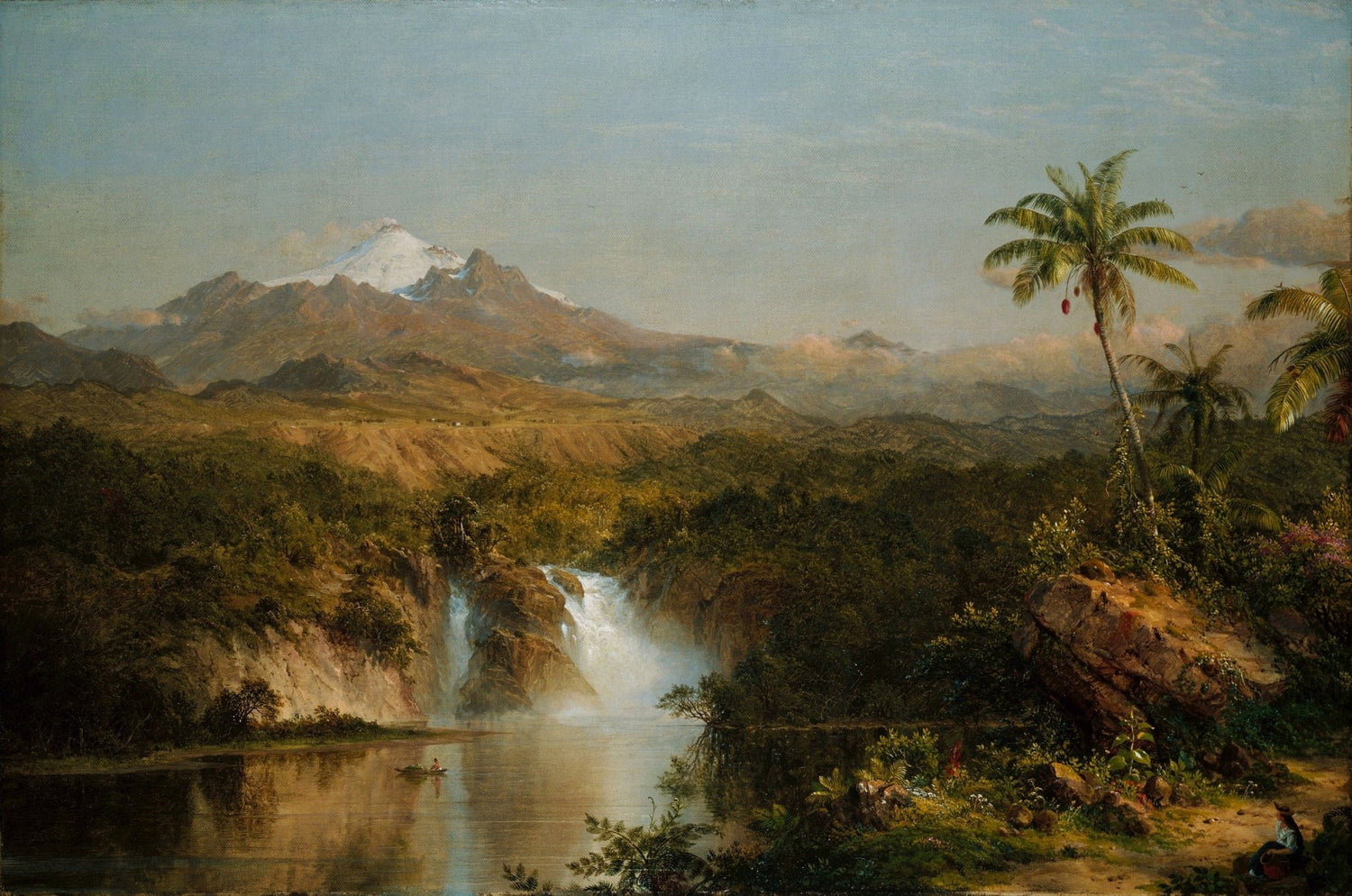 Hand-painted hand-painted tropical waterfall view landscape oil painting on canvas