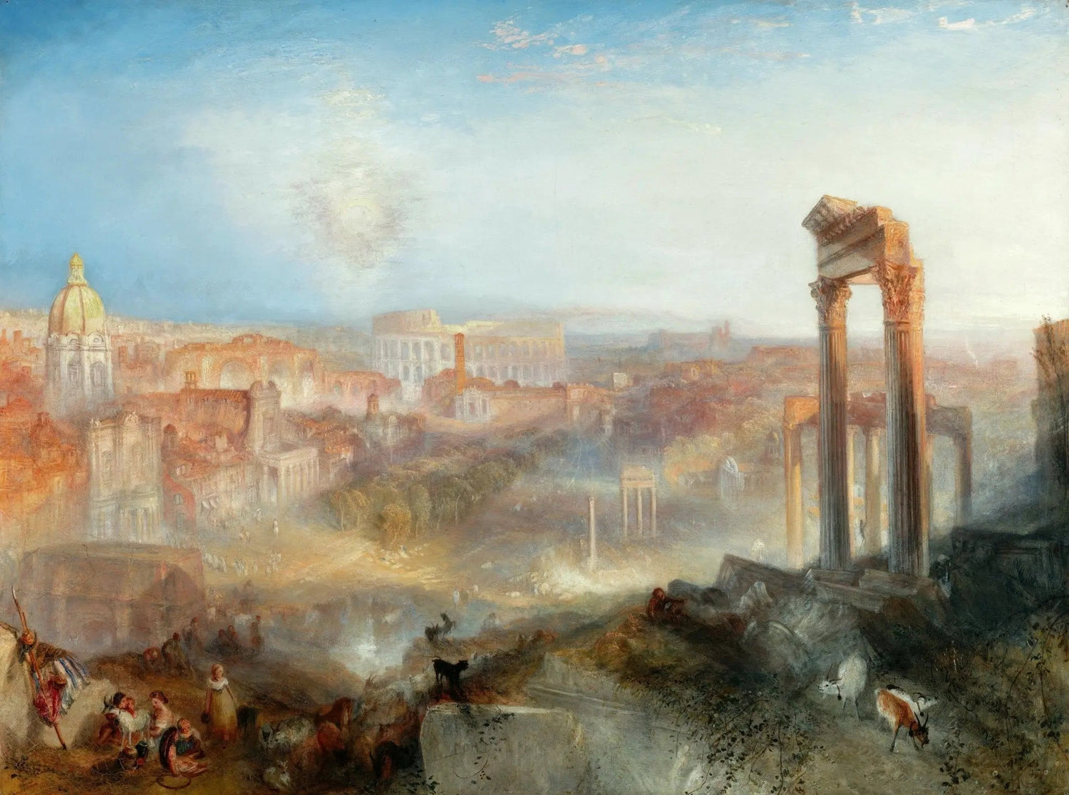 Landscape Oil Painting - Ancient Rome with Ruins & Figures - Oil Painting Haven