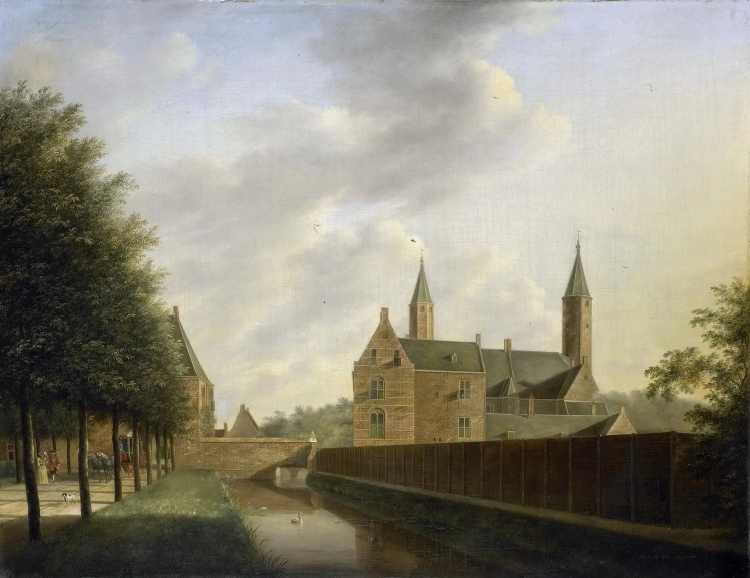 Landscape oil painting of historic buildings along a canal with textured brushwork and muted sky, hand painted oil on canvas. - Add Frame, Architecture, Canal, Canvas, Hand Painted, Landscape, Made To Order, Oil Painting, Venice
