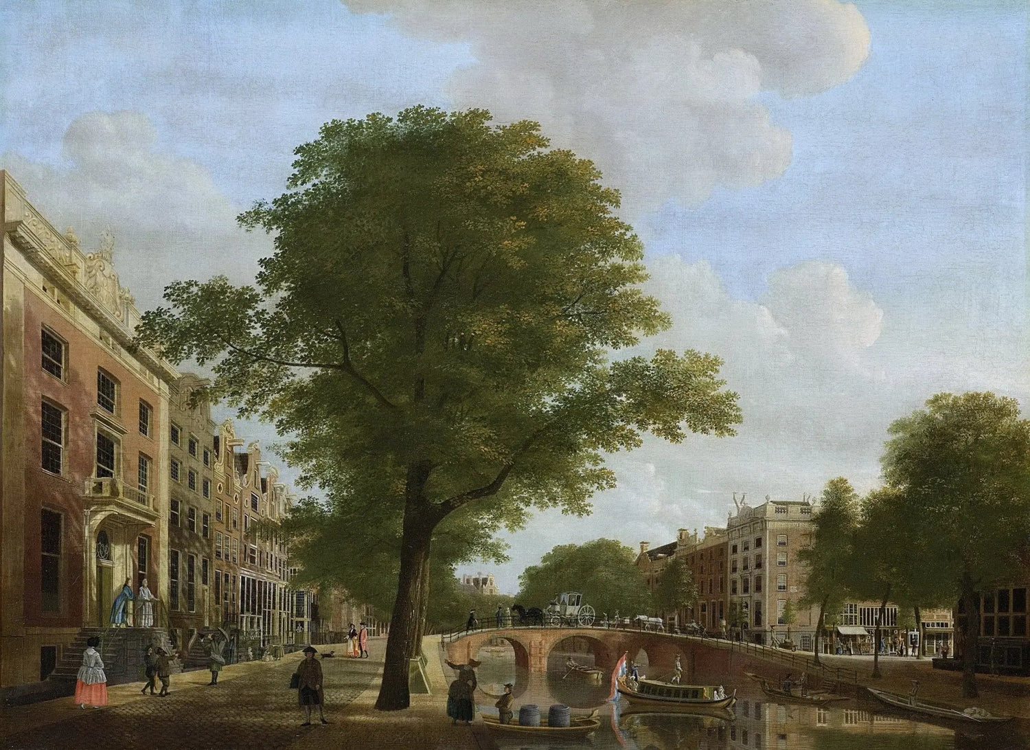 Hand painted landscape oil painting of canal with urban buildings and figures, textured brushwork on canvas. - Add Frame, Architecture, Canal, Canvas, Figure, Hand Painted, Landscape, Made To Order, Oil Painting, Venice