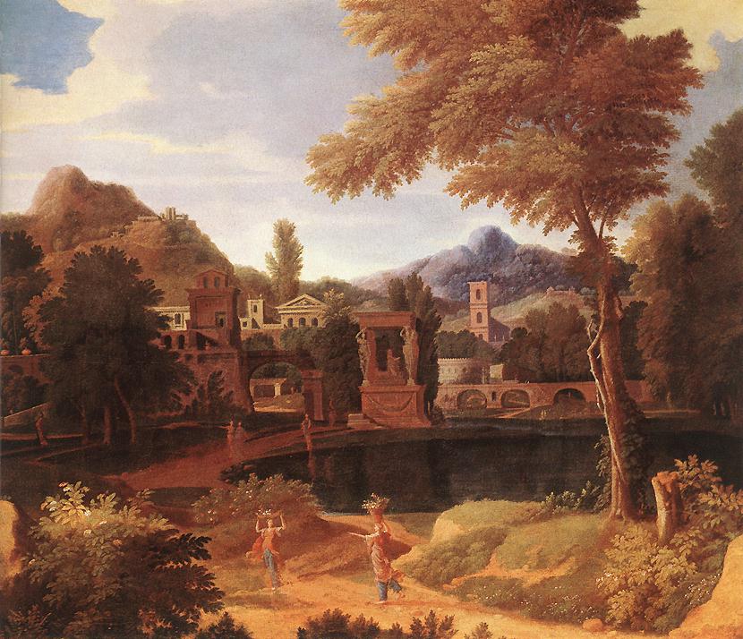 Hand-painted classical italian villa by quiet lake landscape oil painting on canvas