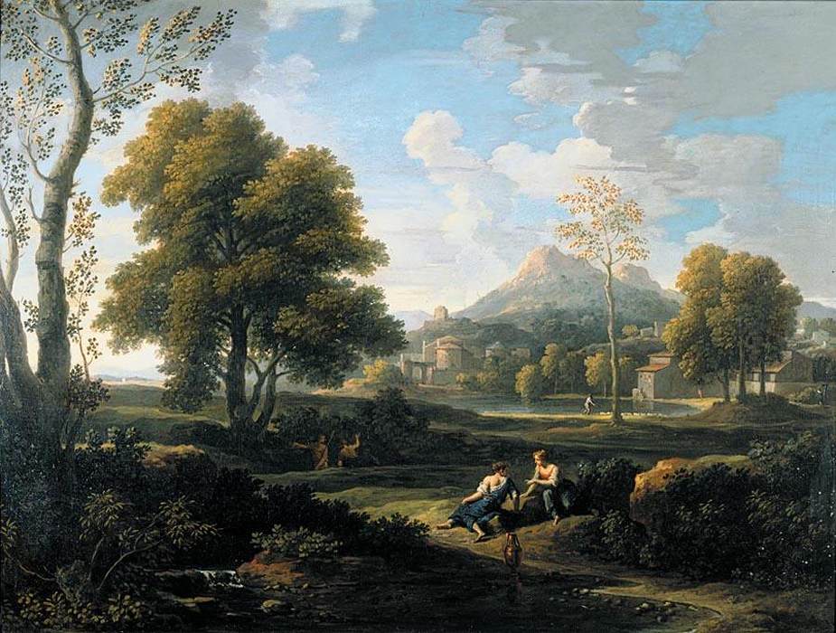 Hand-painted classical mountain village landscape oil painting on canvas