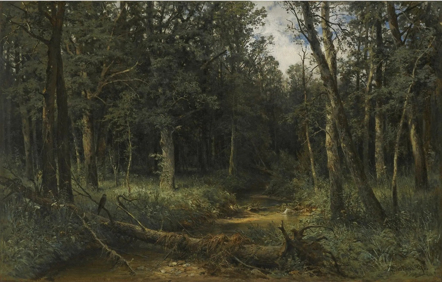 Landscape Oil Painting - Dense Forest Path Wall Art - Oil Painting Haven