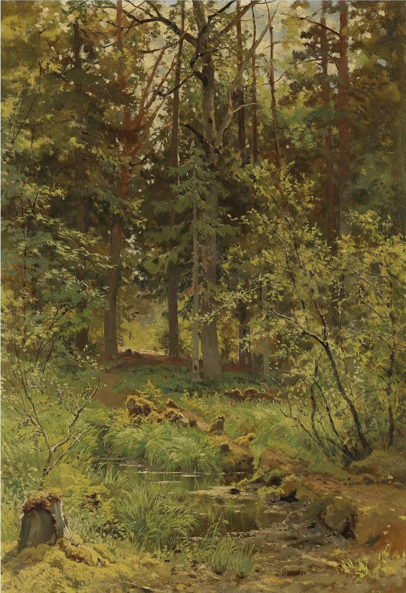 Landscape Oil Painting - Forest with Stream for Wall Decor - Oil Painting Haven