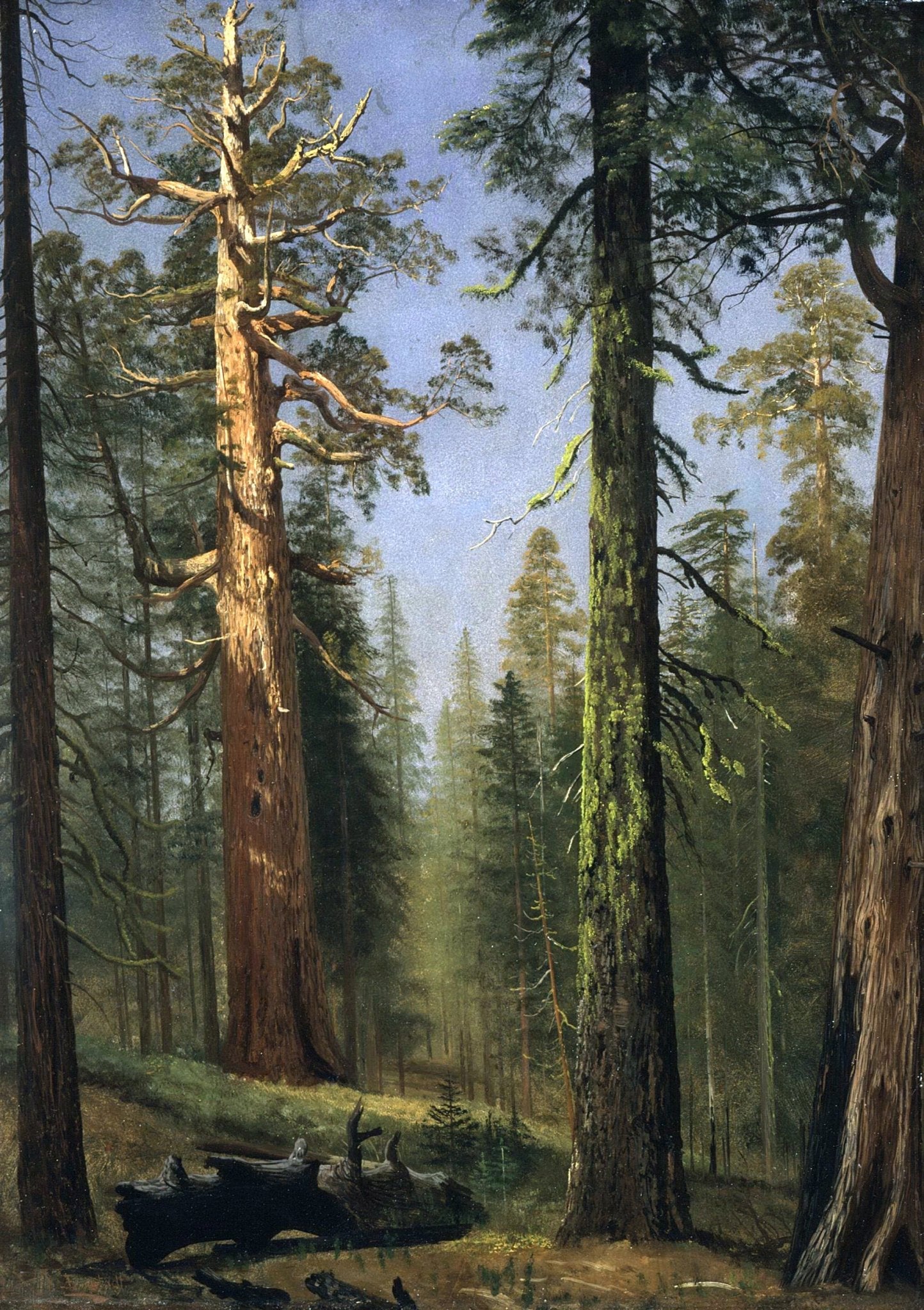 Peinture à l'huile de paysage - Rivière printanière avec pêcheur et arbres