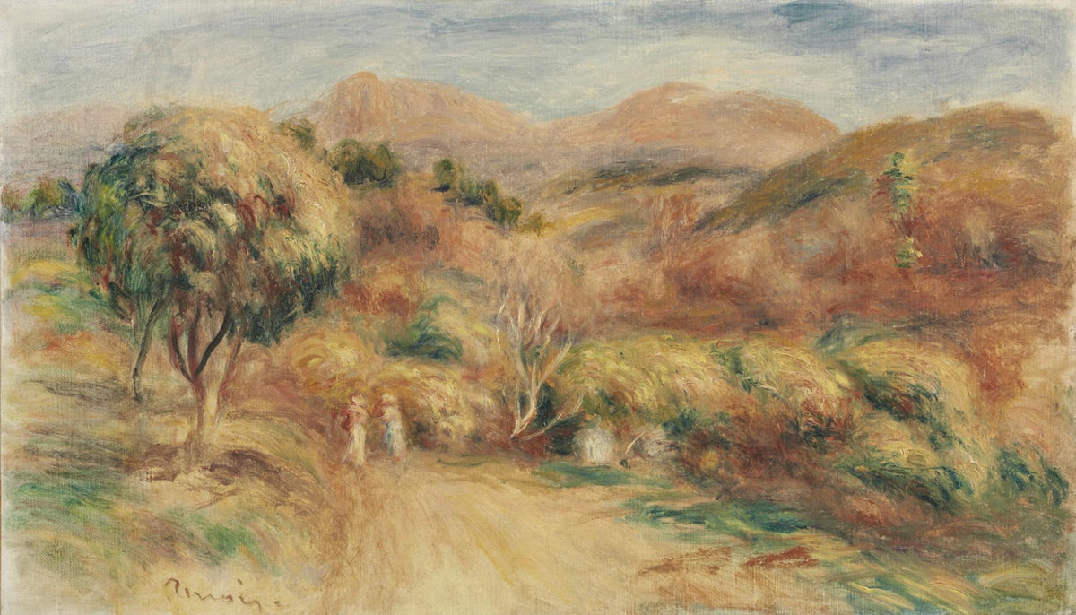 Hand-painted impressionist hillside path at dusk landscape oil painting on canvas