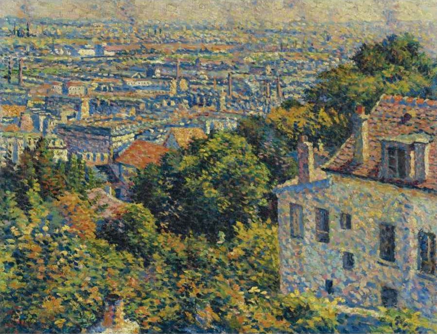 Hand-painted impressionist paris view from the hill landscape oil painting on canvas
