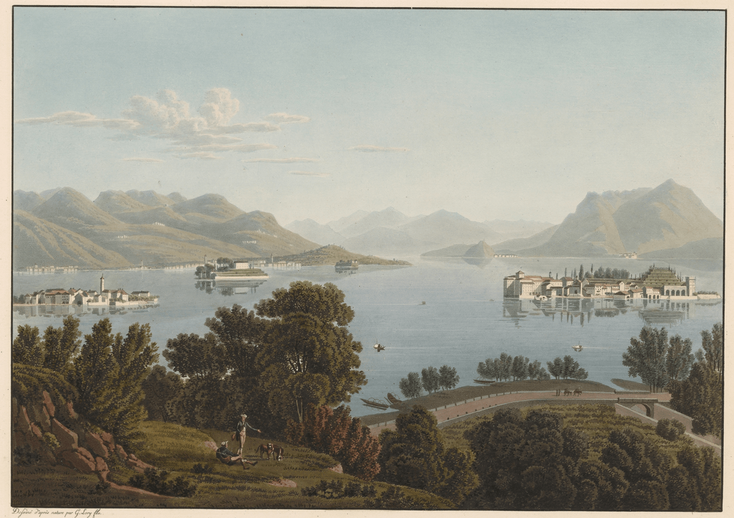 Hand-painted lake maggiore and borromean islands view landscape oil painting on canvas