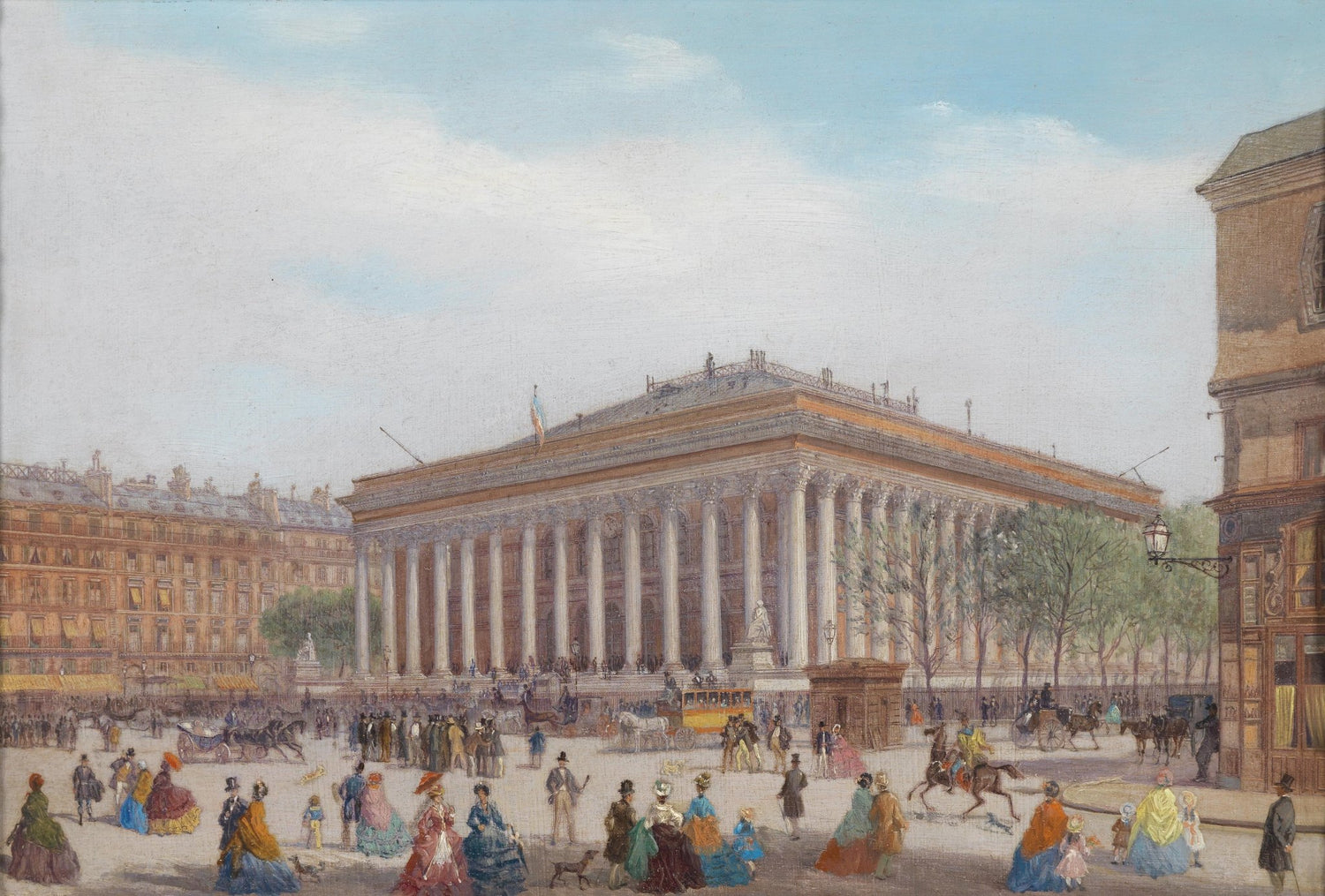 Landscape Oil Painting - Madeleine Church: Neoclassical Facade & Crowd - Oil Painting Haven
