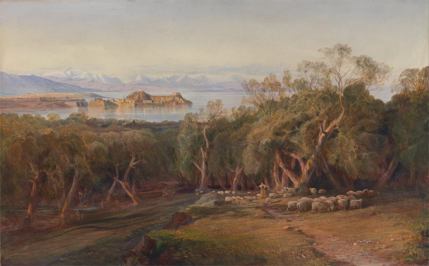 Landscape Oil Painting - Mediterranean Coastal & Island Fortress - Oil Painting Haven