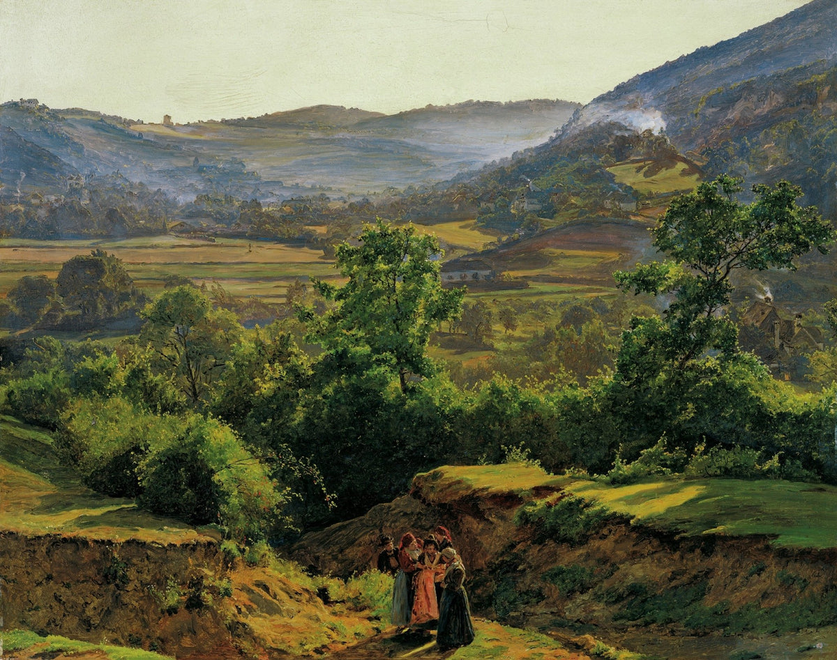Hand painted landscape oil painting on canvas featuring a mountain valley with a village view, textured brushwork capturing. - Add Frame, Canvas, Country, Figure, Hand Painted, Landscape, Made To Order, Mountain, Oil Painting, Village