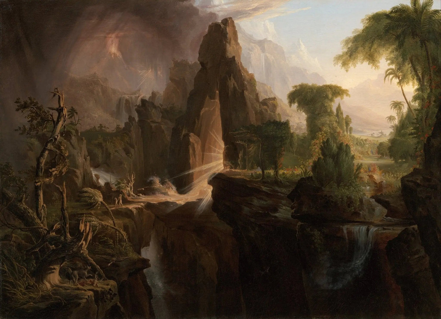 Landscape Oil Painting - Mountainous Scene with Light Rays Wall Art - Oil Painting Haven